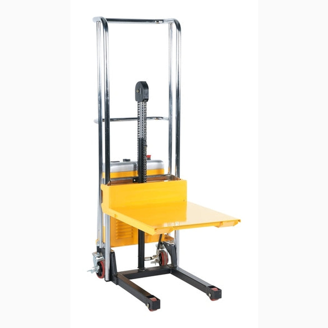 Elektrisk ministaplare, 400kg, 1200-1500mm med hydraulisk lyft och löstagbar plattform för effektiv lasthantering.