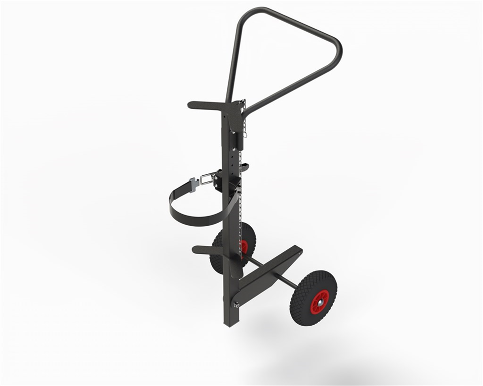 Ergonomisk gastubskärra 530x520x1200mm för gasflaskor upp till 80kg med justerbart handtag och luftgummihjul.