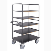 Ergonomisk hyllvagn, 5 hyllplan, 1100x700x1800mm, 500kg, inkl. broms med robust design och stabila bromsade hjul.