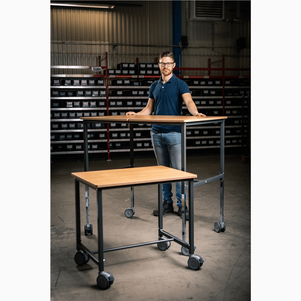Ergonomisk rullbord, 800x1140x720mm, 200kg, inkl. broms, Grå, Mörkgrå