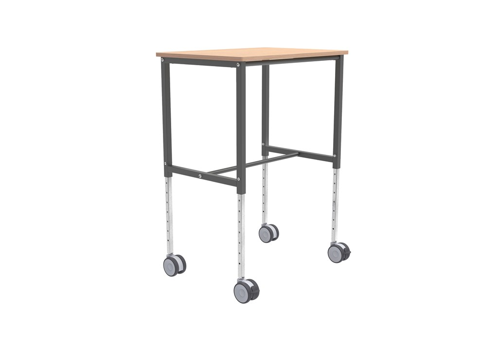 Ergonomisk rullbord, 800x570x720mm, 200kg, inkl. broms, Bok, Mörkgrå