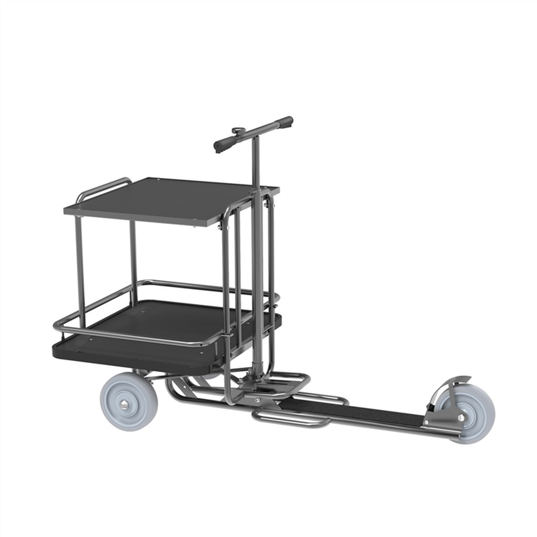 Extra hyllplan till ergonomisk sparkcykel med robust konstruktion och 2mm sarg för ökad lastkapacitet och stabilitet.