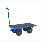 Flakvagn, 1200x670x390mm, 800kg, blå med robust konstruktion och luftgummihjul för effektiv tung transport.