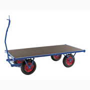 Flakvagn, 3000x1000x490mm, 800kg, blå med robust ram och plywood lastplan för tunga transporter.