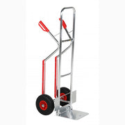 Flyttkärra aluminium, 180kg med fällbar plattform och glidskenor för enkel transport och tung belastning.