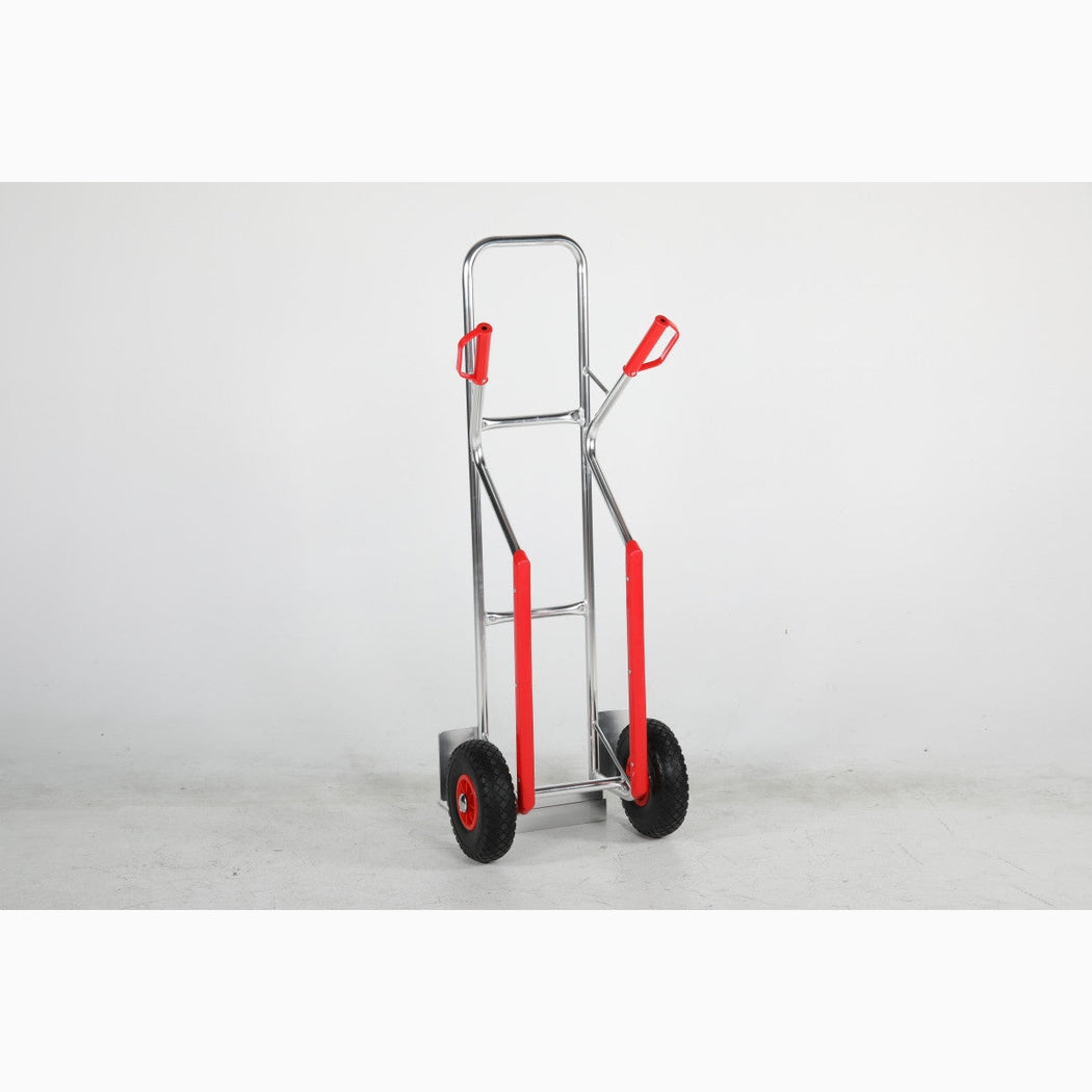 Flyttkärra aluminium, 180kg med robust lättviktsdesign, ergonomiska handtag och stora hjul för enkel transport.