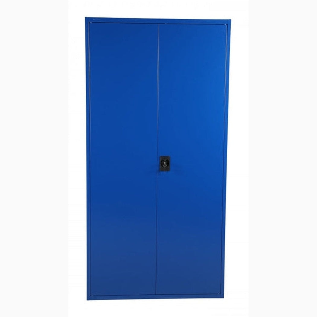 Förvaringsskåp, 2000x1000x500, Blå med stabil konstruktion, spanjolettlås och enkel montering för säker förvaring.