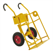 Gastubskärra stor, 750x1160x1170mm, 250kg med ergonomiskt handtag och punkteringsfria hjul för säker gasflasktransport.