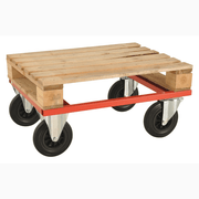Halvpallvagn, 800x600x270mm, 800kg, röd med robust elförzinkad stålram och fyra hjul för enkel pallhantering.