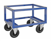 Halvpallvagn, 800x600x650mm, 800kg, blå i elförzinkat stål med hjul för enkel pallhantering och transport.