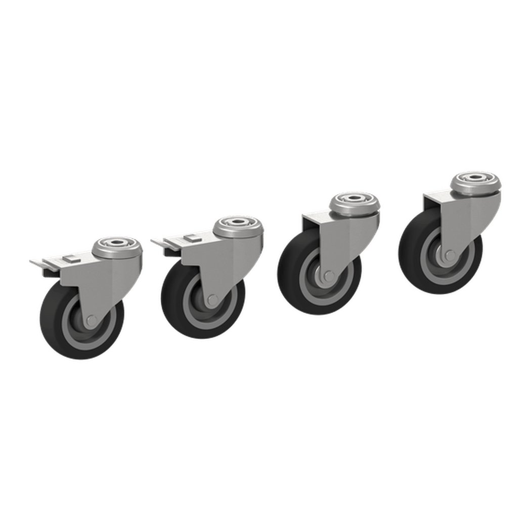 Hjulsats för Datorskåp 100 mm WFI med robust design och 360 graders rotation för enkel förflyttning av datorskåp.