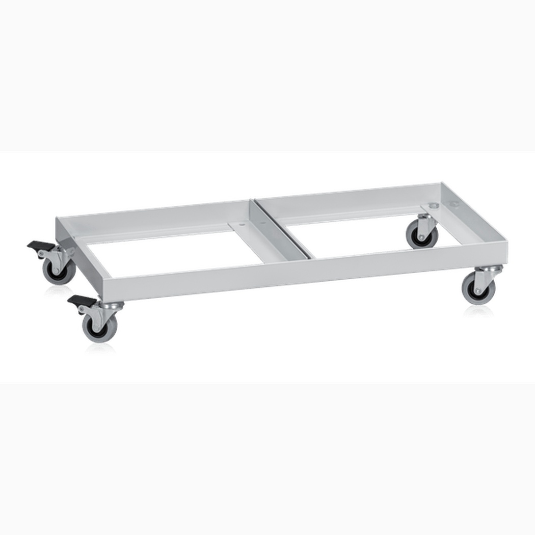 Hjulunderrede för 2st avfallsbehållare 50 liters med robust stålram och 50 mm hjul för enkel hantering och transport.