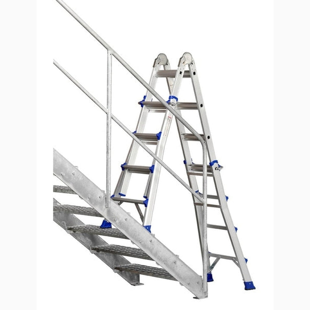 Höjdjusterbar universalstege, 4,2 meter, lättjusterad aluminiumstege med stabila glidskydd för trappor och ojämna underlag.