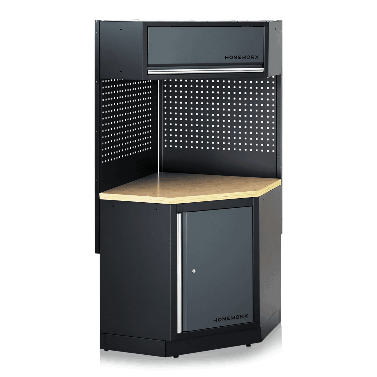 Homeworx Komplett Hörnmodul med Plywoodskiva Grå/Svart