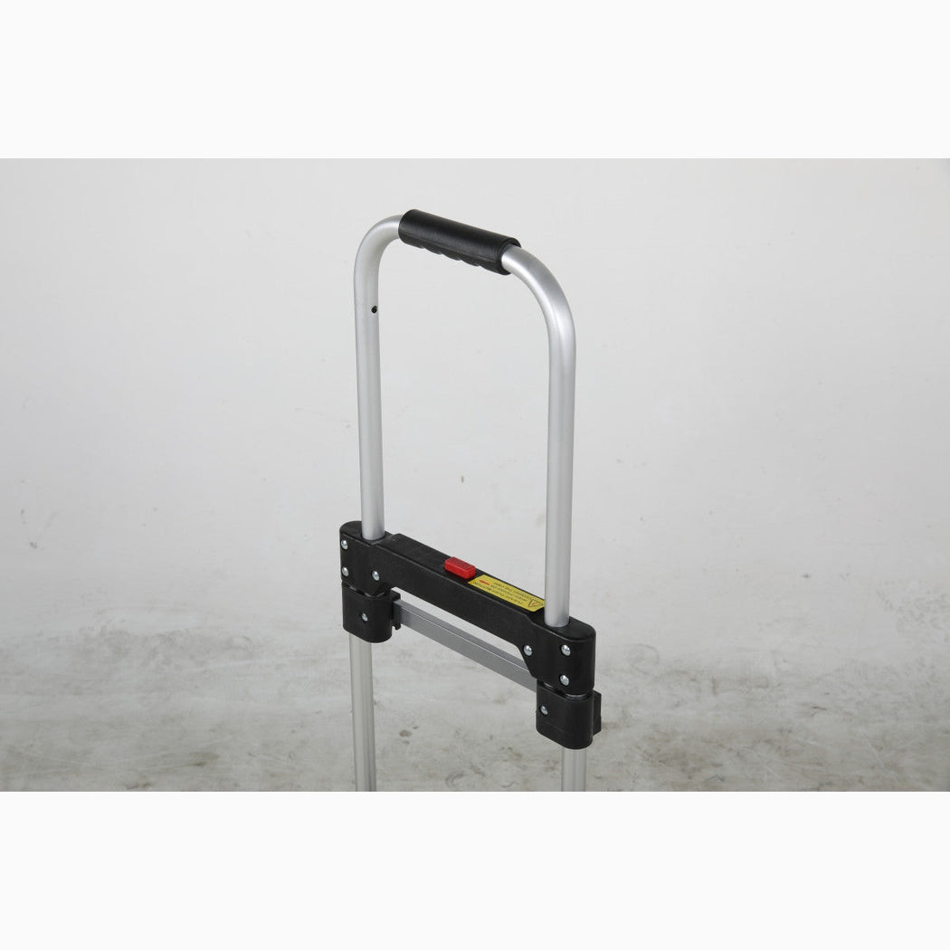 Hopfällbar aluminiumkärra, 100 kg med robust handtag och lättviktsdesign för enkel transport och förvaring.