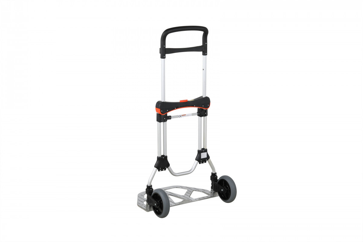 Hopfällbar aluminiumkärra, 200 kg med lättviktsdesign och ergonomiskt handtag för effektiv transport av tunga laster.