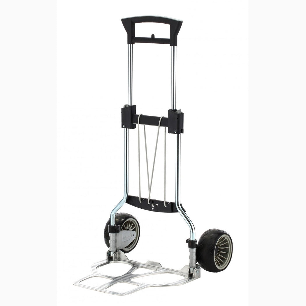 Hopfällbar pirra RuXXac-cart Cross 410mm med kromad stålram och punkteringssäkra hjul för effektiv transport.