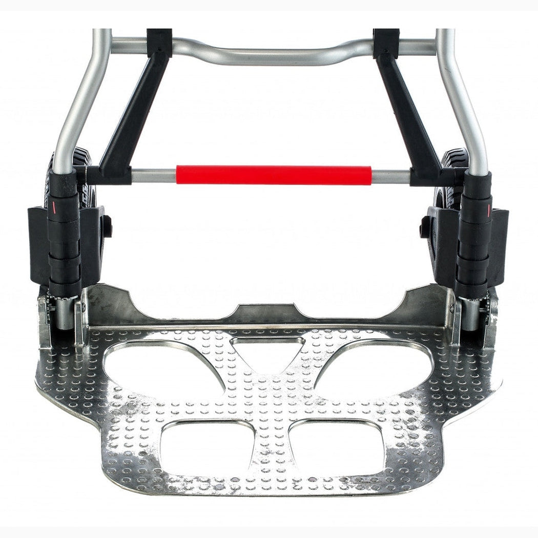 Hopfällbar pirra, RuXXac-cart Jumbo med robust aluminiumplattform och glidfritt handtag för effektiv transport.
