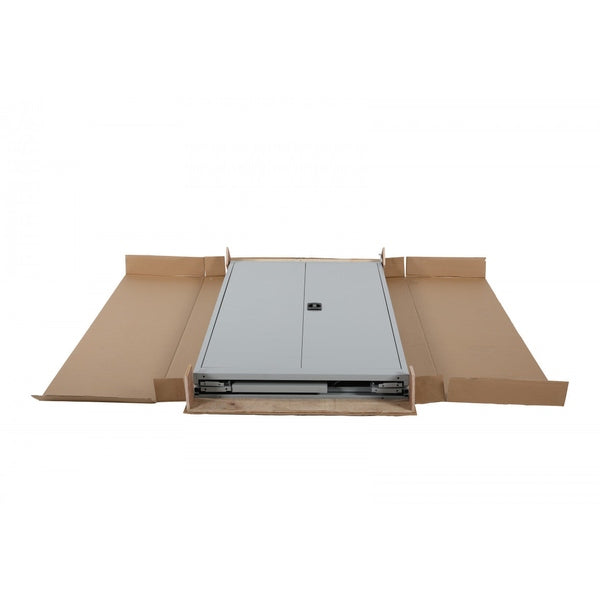 Hopfällbart skåp, 1800x900x400mm, Grå, levererad platt för enkel transport och smidig montering.