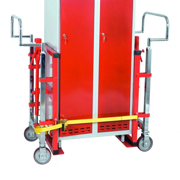 Hydralisk möbeltransport 1800kg med spännband för säkra lyft och enkel transport av tunga föremål.