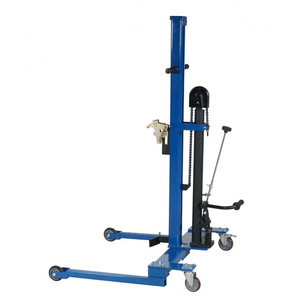 Hydraulisk fatlyft, 200 liter stålfat, 300kg för säker och effektiv hantering av tunga stålfat i industriella miljöer.