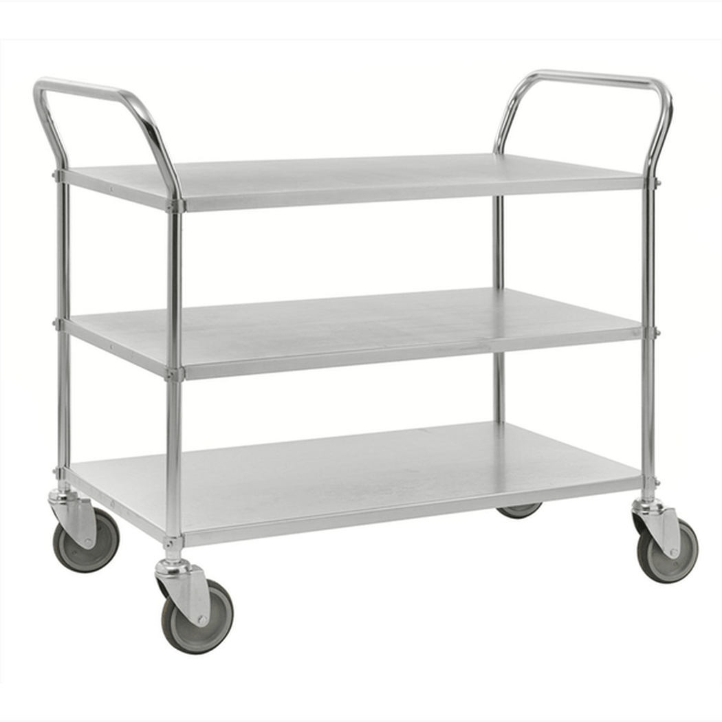 Hyllvagn med 3 hyllplan, 1080x480x940mm, 250kg, robust stålvagn med fyra länkhjul för enkel transport och organisering.
