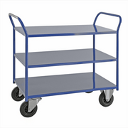 Hyllvagn med 3 plan inkl. broms, robust metallvagn för 400 kg belastning, 1080x450x975mm, industribruk.