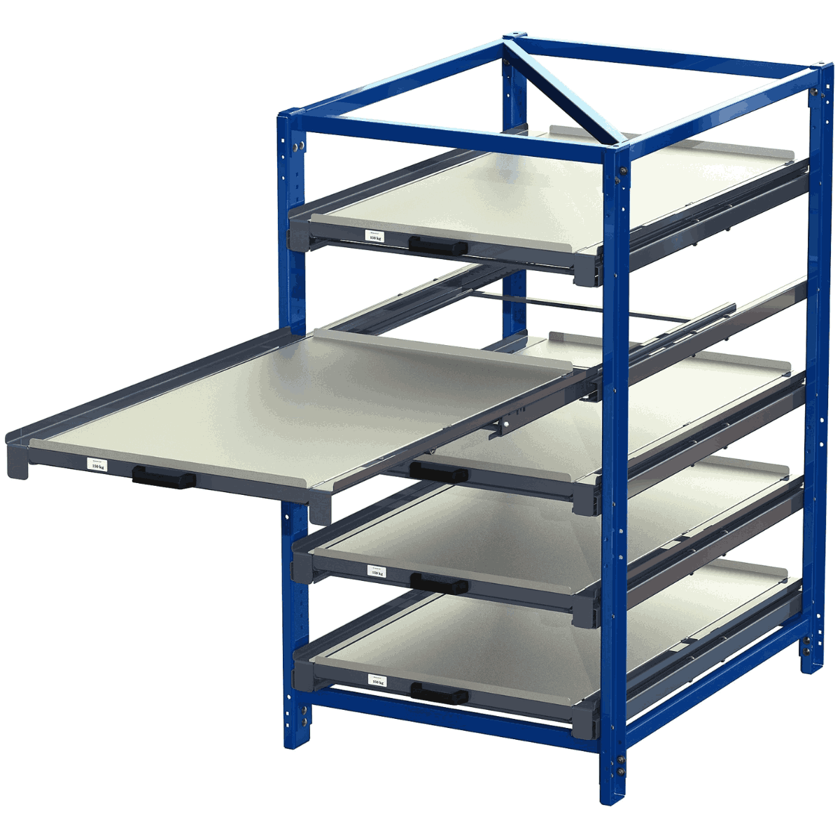 Industribyrå 5 hyllplan, 150kg/hyllplan, 100%