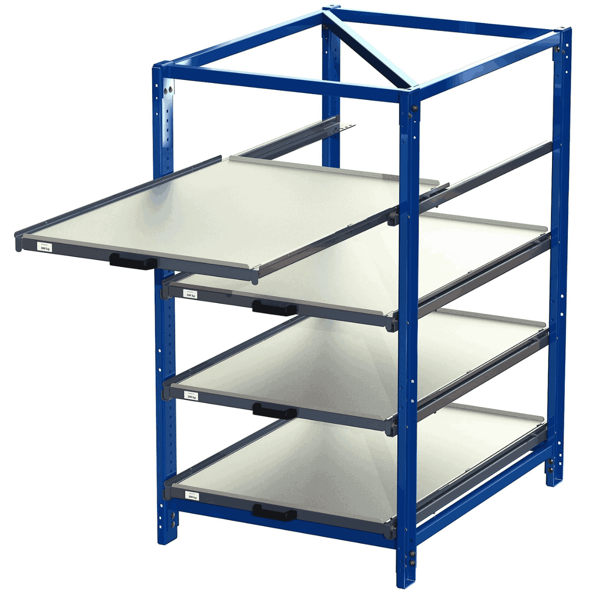 Industribyrå, 4 Hyllplan, 200kg/Hyllplan, 70%