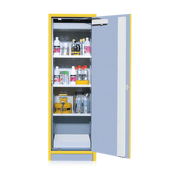 Kemikalieskåp 2000x600x550 inkl bottentråg och 3 hyllor, brandsäkert skåp med ventilationsstos och separat låsning.
