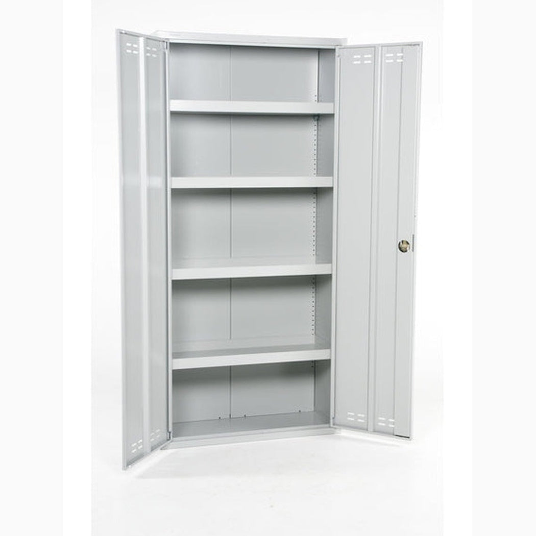 Kemikalieskåp, 1950x920x420mm, 4 hyllplan i stål med spanjolettlås för säker kemikalieförvaring.