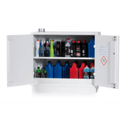 Kemikalieskåp brandisolerat, 900x1000x600 inkl 1 hylla med ventilationssystem och spillskydd för säker kemikalieförvaring.