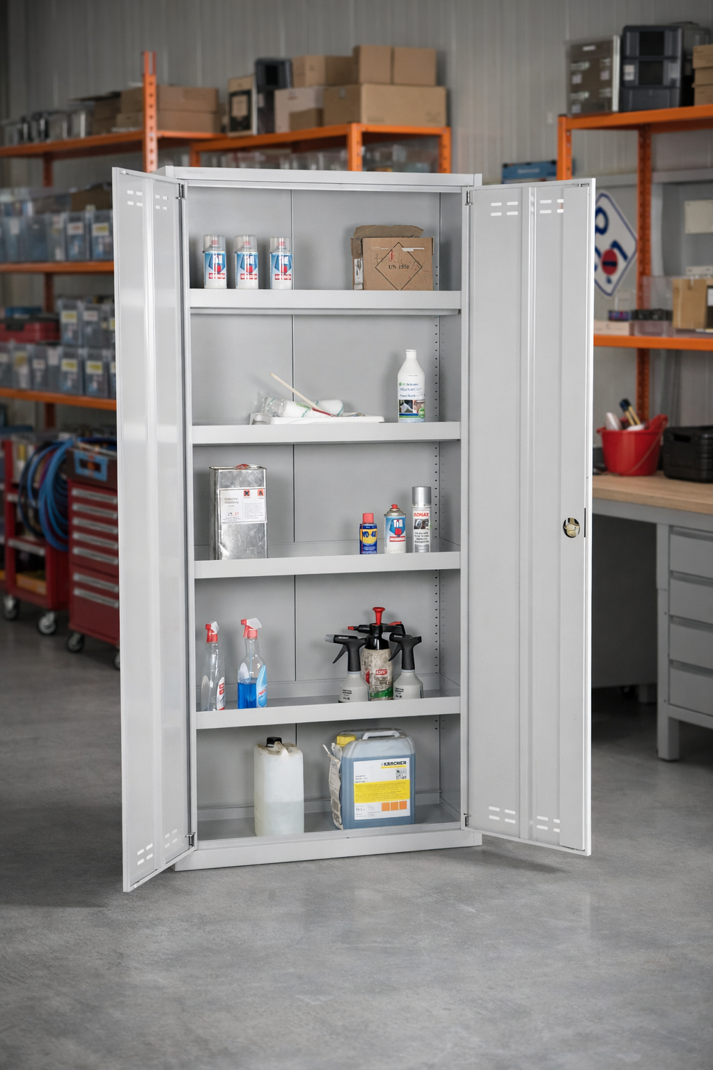 Kemikalieskåp, 1950x920x420mm, 4 hyllplan