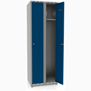 Klädskåp 2 Dörrar Bredd 600 mm Blå i stål med pulverlackering, ventilering, hatthylla och klädstång.