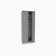 Klädskåp 2 Dörrar Bredd 600 mm Grå i stål med ventilation, hatthylla, klädstång och säker låsklinka.