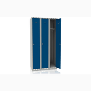 Klädskåp 3 Dörrar Bredd 900 mm Blå i stål med pulverlackerad yta och ventilering för säker och hållbar förvaring.