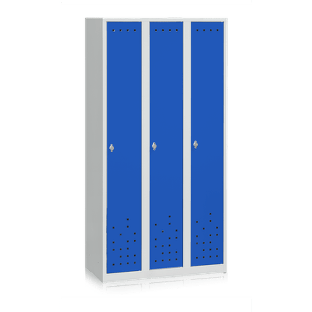 Klädskåp 3 Dörrar Bredd 900 mm Blå och Grå