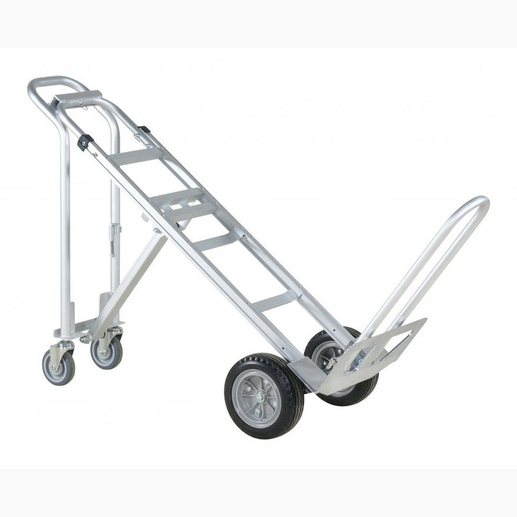 Kombikärra aluminium, 250kg med robust design, tre lägen och extra lastplatta för effektiv transport av tunga laster.
