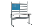 Komplett höj- och sänkbart arbetsbord ADAM, 200 kg, 1600x800mm, verktygstavla och backskenor