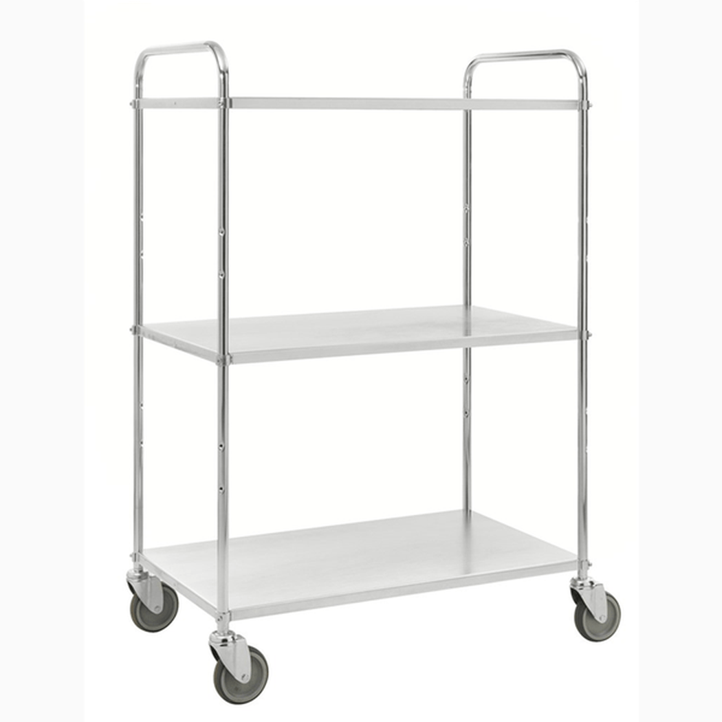 Lätt hyllvagn med 3 hyllplan. inkl broms, 980x585x1445mm, 250kg