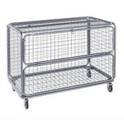 Nätvagn 1180x662x858 mm, 150kg med låsbar och öppningsbar design på hjul för säker förvaring och enkel åtkomst.