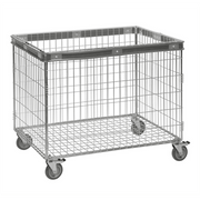 Nätvagn med skyddslist av gummi, 830x630x735 mm, 60kg, elförzinkad med länkhjul och broms för industriell användning.