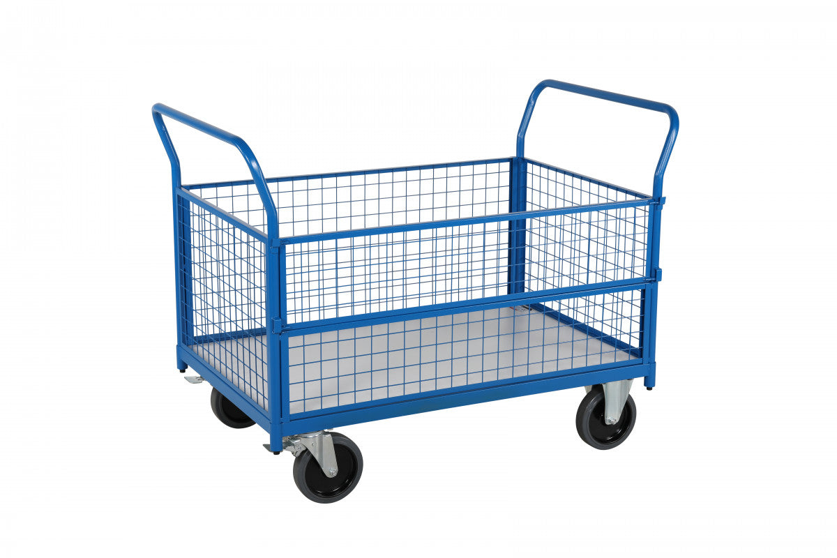 Nätramsvagn med dörr, blå