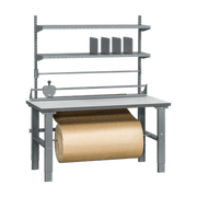 Packbord, komplett, 1600x800mm, laminat med grålackerat stativ, höj- och sänkbara ben och pappershållare.
