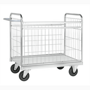 Paketvagn, 1390x650x1025mm, 300kg med elförzinkad konstruktion och avtagbara nätsidor för effektiv transport.