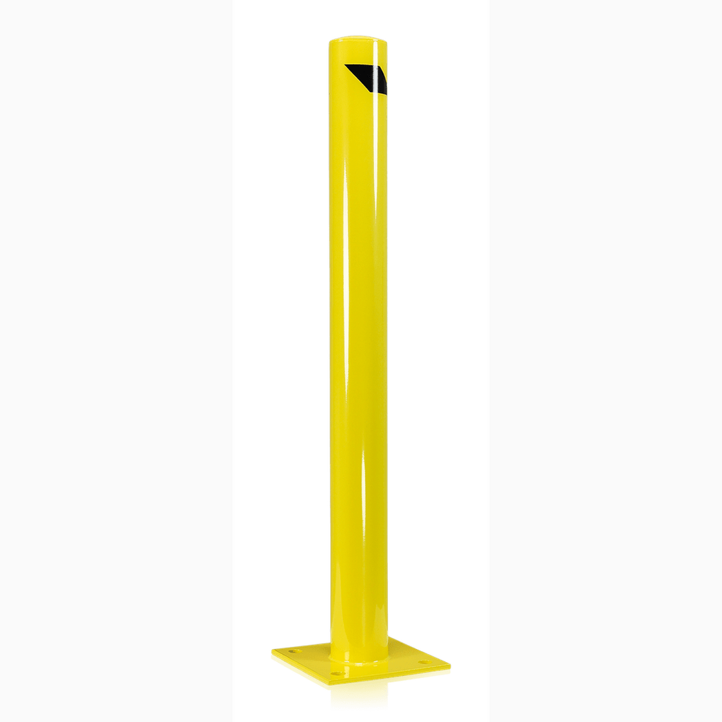 Påkörningsskydd, Pollare, höjd 1200mm, gul med stark konstruktion och synlig design för trafik- och säkerhetsskydd.