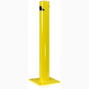 Påkörningsskydd, Pollare, höjd 900mm, gul med kraftig konstruktion och stabil bottenplatta för säkert skydd på arbetsplatser.
