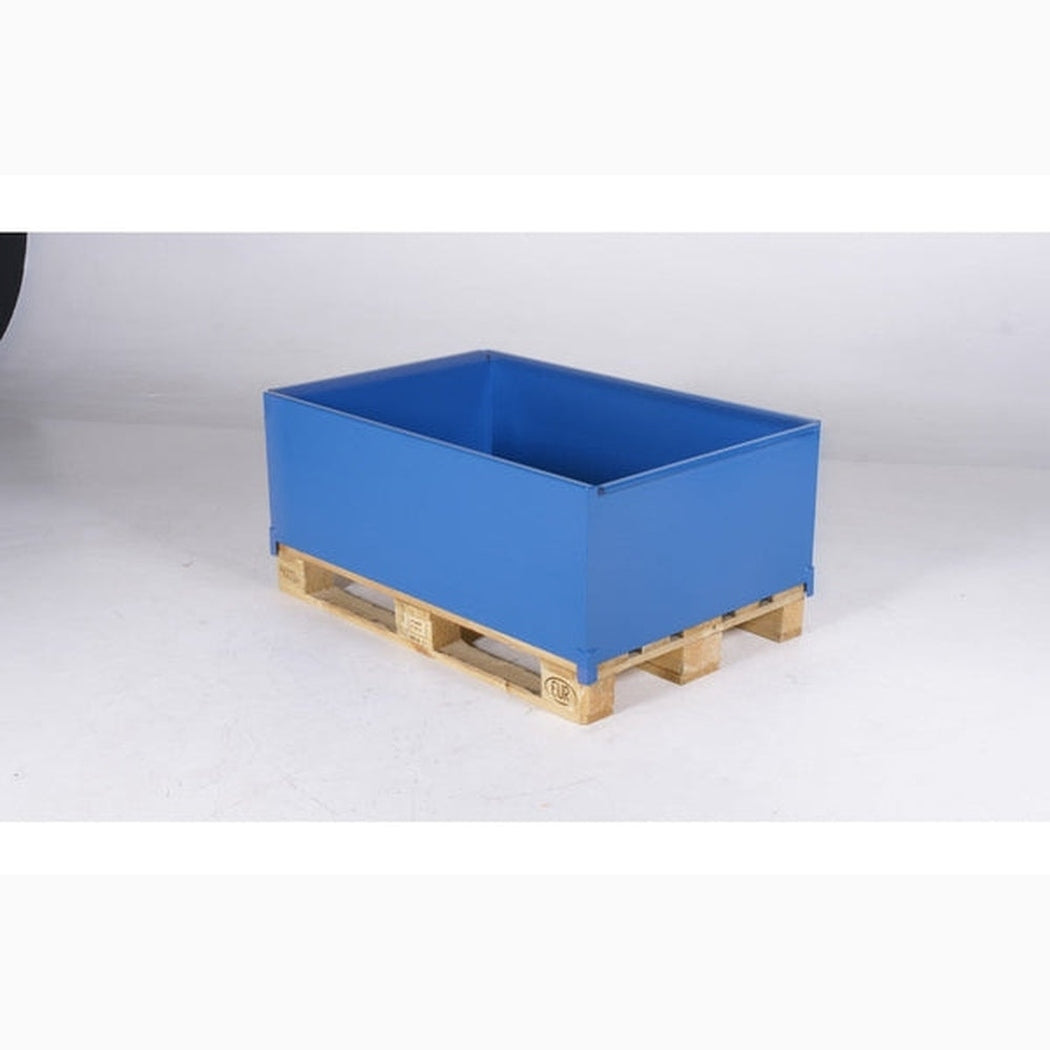Pallbassäng, 400 liter, 1250x810x445mm, robust kemikaliesäker förvaring för EUR-pallar och industribruk.