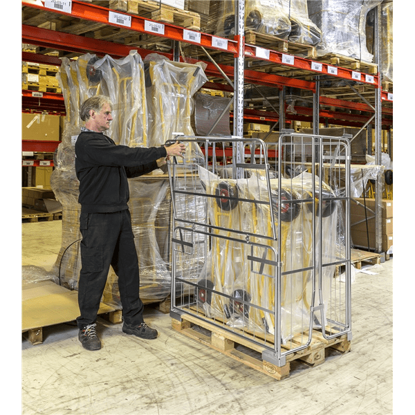 Pallcontainer, 1200x800x1800mm, elförzinkad i lager med flexibel och hållbar design för effektiv lagring.