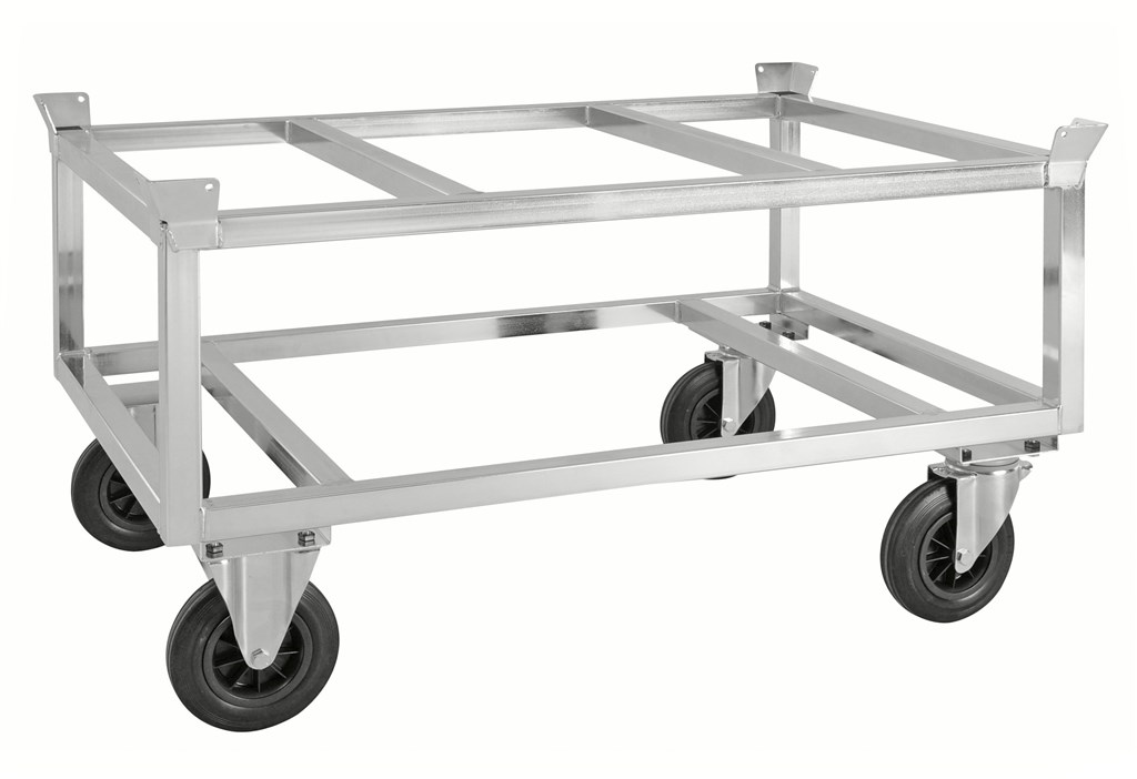 Pallvagn med pallstyrning, 1246x846x650mm, 800kg, elförzink
